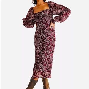Free People NWT Chocolate Aglow Midi Dress